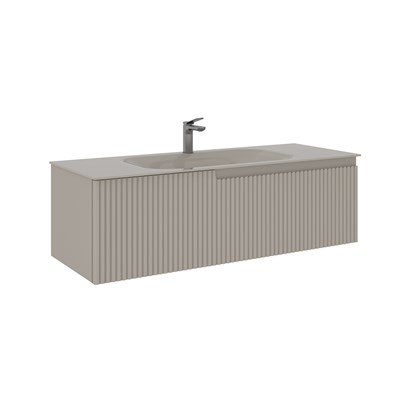 Moonlight 120 cm Tek Çekmeceli Cam Lavabolu Banyo Alt Dolabı