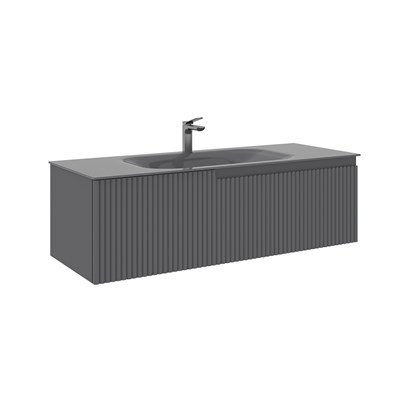 Moonlight 120 cm Tek Çekmeceli Cam Lavabolu Banyo Alt Dolabı