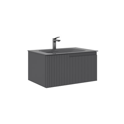 Moonlight 70 cm Tek Çekmeceli Cam Lavabolu Banyo Alt Dolabı