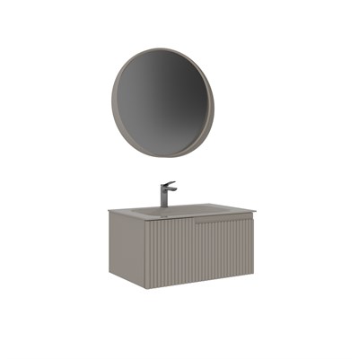 Moonlight 70 cm Tek Çekmeceli Cam Lavabolu Banyo Dolabı Takımı