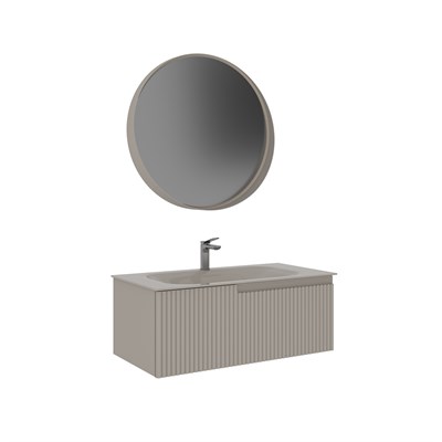 Moonlight 90 cm Tek Çekmeceli Cam Lavabolu Banyo Dolabı Takımı