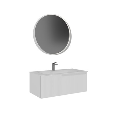 Moonlight 90 cm Tek Çekmeceli Cam Lavabolu Banyo Dolabı Takımı