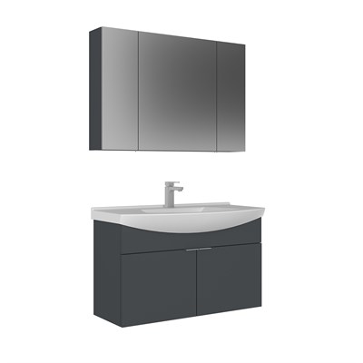 Purus 100 cm Asma Banyo Dolabı Takımı (Ayna Dolaplı)