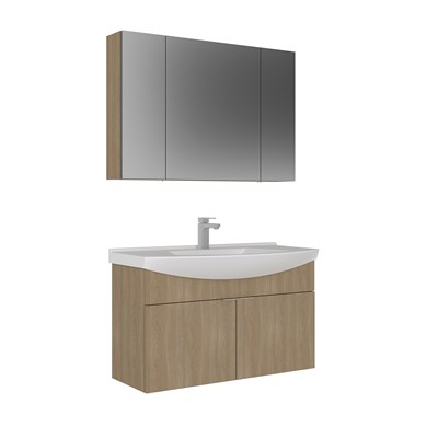 Purus 100 cm Asma Banyo Dolabı Takımı (Ayna Dolaplı)