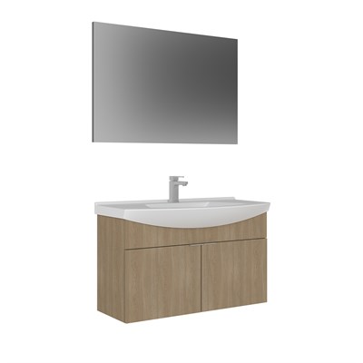 Purus 100 cm Asma Banyo Dolabı Takımı (Düz Aynalı)