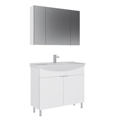 Purus 100 cm Ayaklı Banyo Dolabı Takımı (Ayna Dolaplı)
