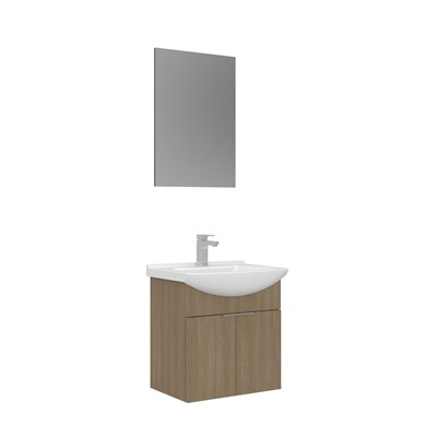 Purus 55 cm Asma Banyo Dolabı Takımı (Düz Aynalı)