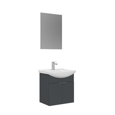 Purus 55 cm Asma Banyo Dolabı Takımı (Düz Aynalı)