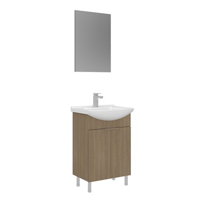 Purus 55 cm Ayaklı Banyo Dolabı Takımı (Düz Aynalı)