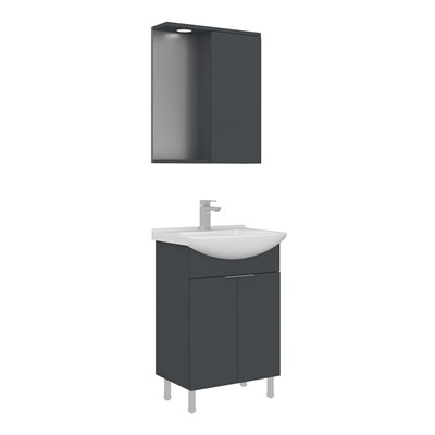 Purus 55 cm Ayaklı Banyo Dolabı Takımı (Spot Aynalı)