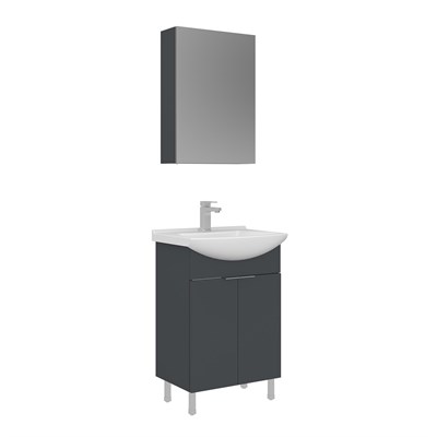 Purus 55 cm Ayaklı Banyo Dolabı Takımı (Ayna Dolaplı)