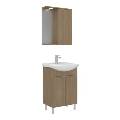 Purus 55 cm Ayaklı Banyo Dolabı Takımı (Spot Aynalı)