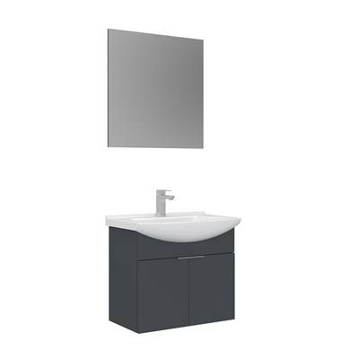 Purus 65 cm Asma Banyo Dolabı Takımı (Düz Aynalı)