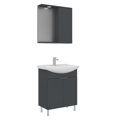 Purus 65 cm Ayaklı Banyo Dolabı Takımı (Spot Aynalı)
