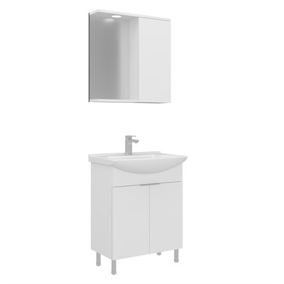Purus 65 cm Ayaklı Banyo Dolabı Takımı (Spot Aynalı)