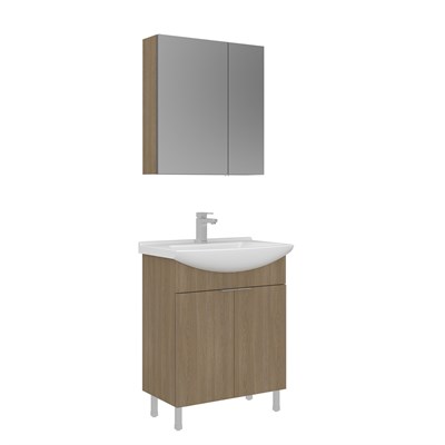 Purus 65 cm Ayaklı Banyo Dolabı Takımı (Ayna Dolaplı)