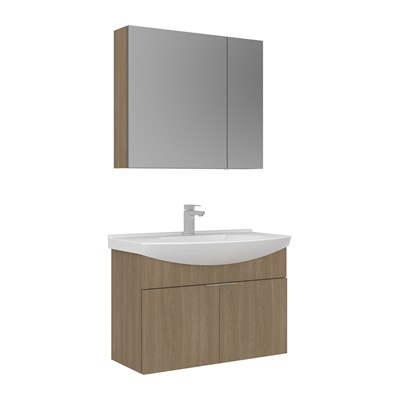 Purus 80 cm Asma Banyo Dolabı Takımı (Ayna Dolaplı)