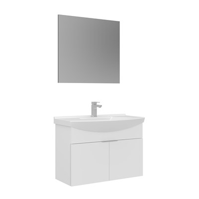 Purus 80 cm Asma Banyo Dolabı Takımı (Düz Aynalı)