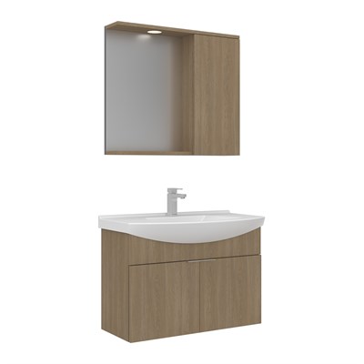 Purus 80 cm Asma Banyo Dolabı Takımı (Spot Aynalı)
