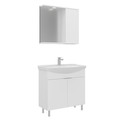 Purus 80 cm Ayaklı Banyo Dolabı Takımı (Spot Aynalı)