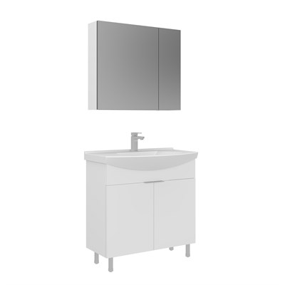 Purus 80 cm Ayaklı Banyo Dolabı Takımı (Ayna Dolaplı)
