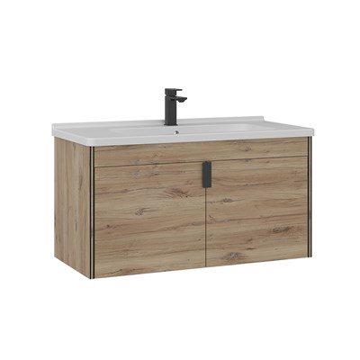 Trio 100 cm Asma Lavabolu Banyo Alt Dolabı Kapaklı