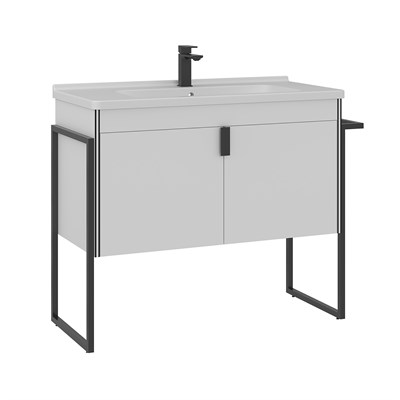 Trio 100 cm Ayaklı Lavabolu Banyo Alt Dolabı Kapaklı