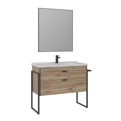 Trio 100 cm Çekmeceli Ayaklı Banyo Dolabı Takımı