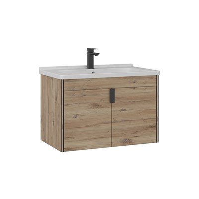 Trio 80 cm Asma Lavabolu Banyo Alt Dolabı Kapaklı