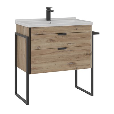 Trio 80 cm Ayaklı Lavabolu Banyo Alt Dolabı Çekmeceli