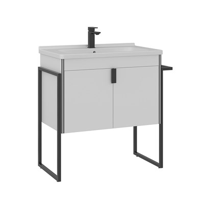Trio 80 cm Ayaklı Lavabolu Banyo Alt Dolabı Kapaklı