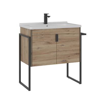 Trio 80 cm Ayaklı Lavabolu Banyo Alt Dolabı Kapaklı