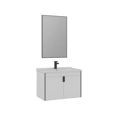Trio 80 cm Kapaklı Asma Banyo Dolabı Takımı