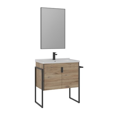 Trio 80 cm Kapaklı Ayaklı Banyo Dolabı Takımı