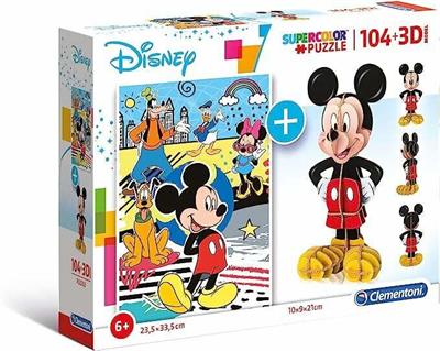 Clementoni 20157 Yapboz ve 3D Model, Disney Mickey, 104 Parça