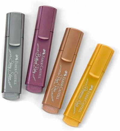 Faber-Castell Fosforlu Kalem 46 Metalik Renk, 4lü Set