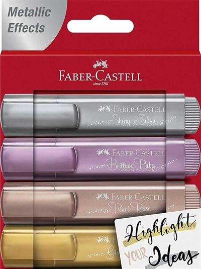Faber-Castell Fosforlu Kalem 46 Metalik Renk, 4lü Set