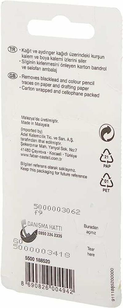 Faber-Castell Plastik Silgi 7085/20, Beyaz, 2 Adet