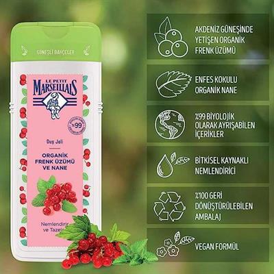 Le Petit Marseillais Organik Frenk Üzümü ve Nane Duş Jeli 400 ml