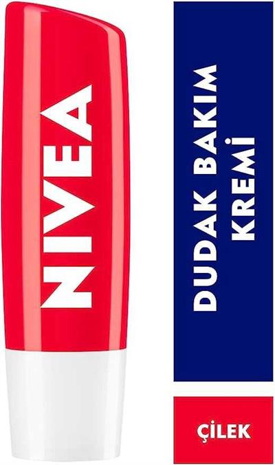 NIVEA Çilek Dudak Bakım Kremi 4.8 g, 24 Saat Nem, Dudak Bakımı, Çilek Kokusu, Hafif Kırmızı Işıltı