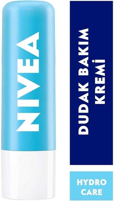 NIVEA Hydro Care Dudak Bakım Kremi, 24 Saat Nem, Aloe Vera, Saf Su ve Doğal Yağlar, SPF 15, Gün Boyu Dudak Bakımı, 4,8g