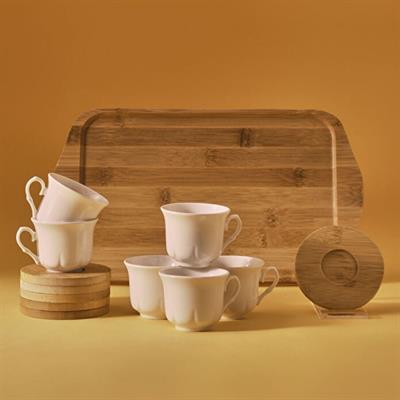 Karaca Bambu Tepsili 6 Kişilik Kahve Fincanı 90 Ml