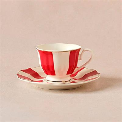 Karaca New Romantic Kalın Çizgili Kahve Fincanı 90 ml Kırmızı