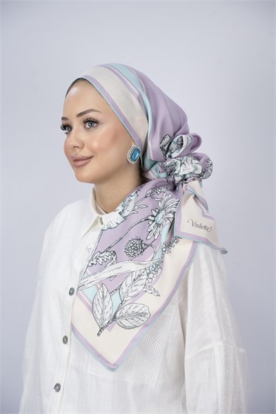 BELLİSİMA ŞAL LİLA PAMUK İPEK 70*200
