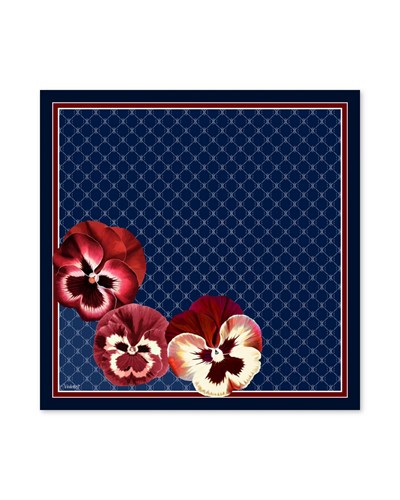 ORCHID LACİVERT TİVİL İPEK EŞARP 90x90