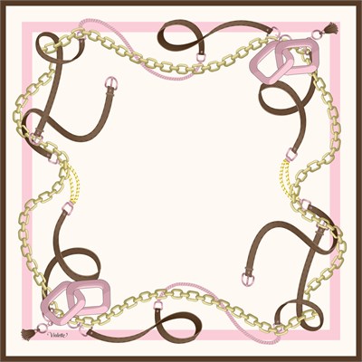 SOFİA PEMBE-KAHVE TİVİL İPEK EŞARP 90x90