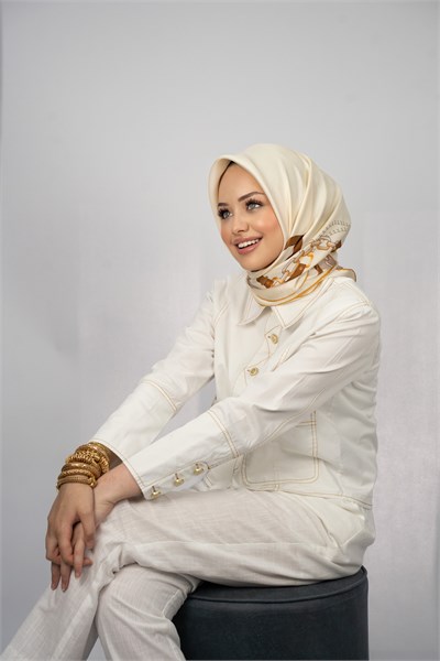 SOFİA TURUNCU-KAHVE TİVİL İPEK EŞARP 90x90