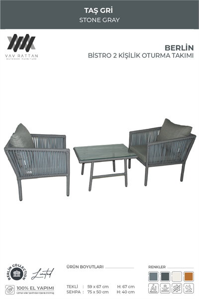 Berlin 2 Kişilik Oturma Takımı