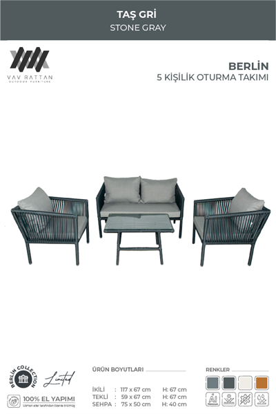 Berlin 5 Kişilik Oturma Takımı
