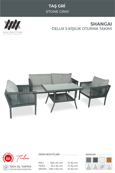 Shangai Delux 5 Kişilik Oturma Takımı
